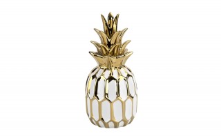 Dekoracja z ceramiki Ananas biało-złoty 164414