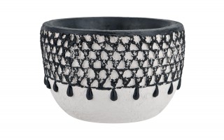 Osłonka na doniczkę 32 cm czarno-biała