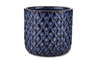 Ceramiczna Osłonka na doniczkę 15 cm niebieska