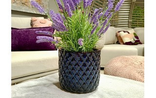 Ceramiczna Osłonka na doniczkę 15 cm niebieska