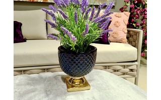 Ceramiczna Osłonka na doniczkę 18,5 cm Niebiesko-złota