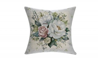 Poszewka dekoracyjna 45x45 cm Biała Piwonia 1372A Gobelinowa Premium