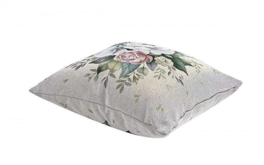 Poszewka dekoracyjna 45x45 cm Biała Piwonia 1372A Gobelinowa Premium