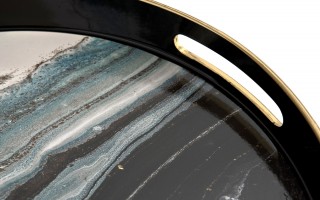 Taca dekoracyjna 37,5 cm czarno - złota Tulum 135948