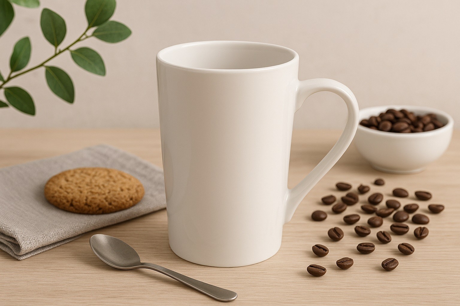 Kubek ceramiczny 400 ml prosty Lily kremowy