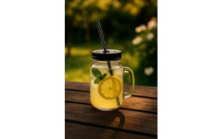 Słoik z uchem/kubek 400 ml z pokrywką