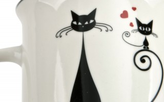 Kubek porcelanowy 330 ml Tomi Czarne Kotki