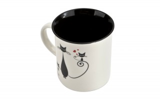 Kubek porcelanowy 330 ml Tomi Czarne Kotki