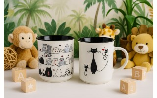 Kubek porcelanowy 330 ml Tomi Czarne Kotki