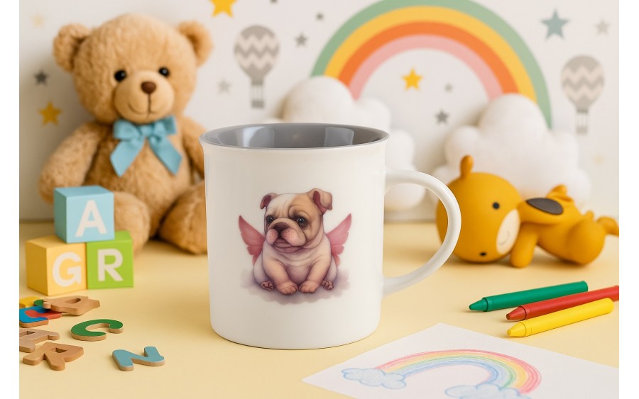Kubek porcelanowy 330 ml Cora Buldog ze skrzydłami