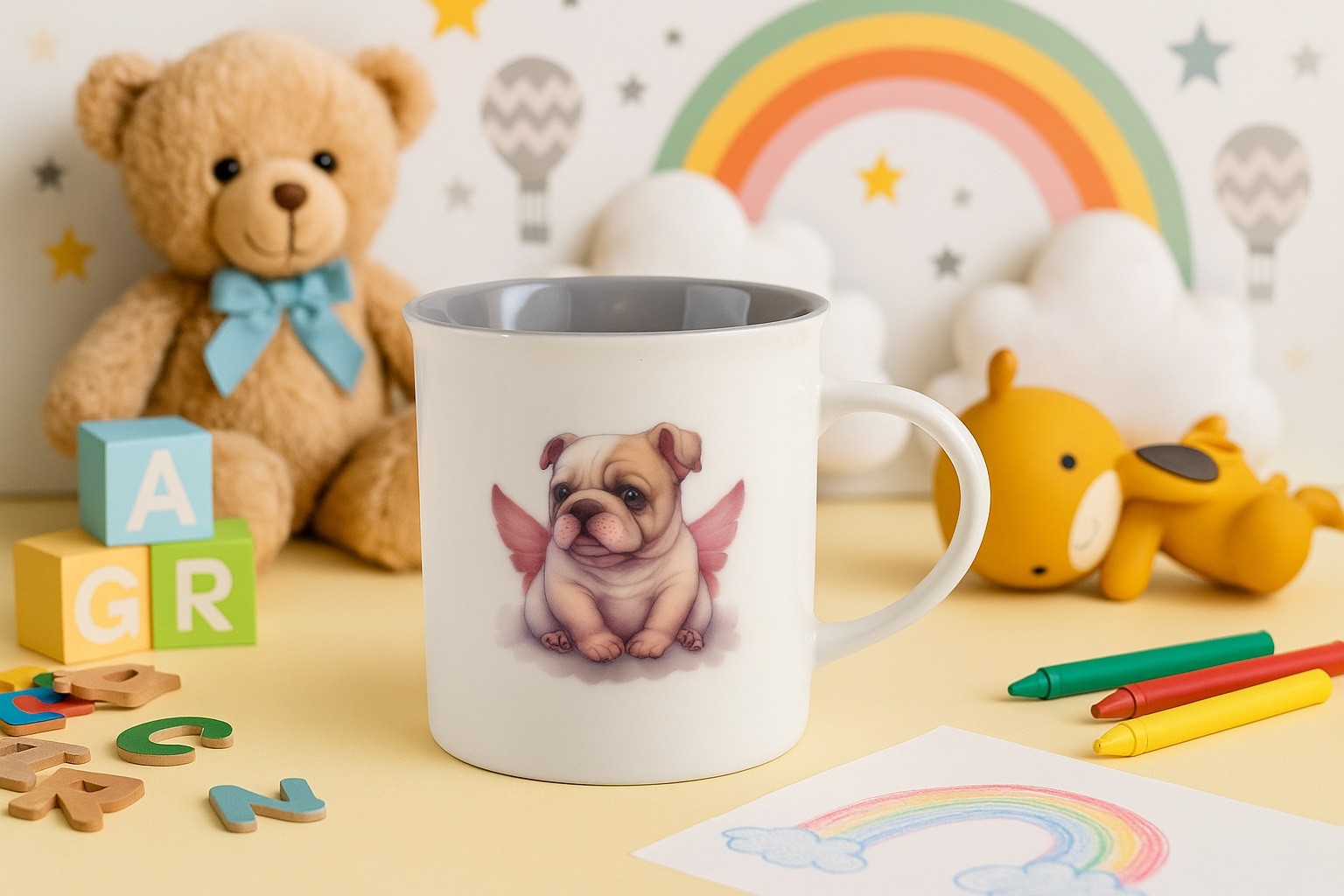 Kubek porcelanowy 330 ml Cora Buldog ze skrzydłami