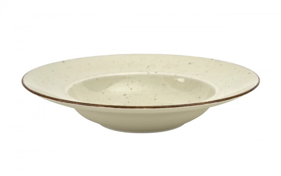 Talerz głęboki do pasty 24 cm Kaszub ART beżowy/budyń