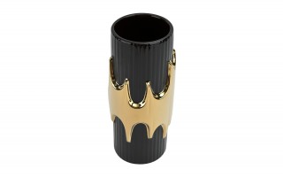 Wazon ceramiczny 30 cm czarno-złoty 154747