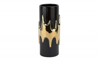 Wazon ceramiczny 30 cm czarno-złoty 154747