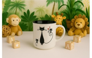 Kubek porcelanowy 330 ml Tomi Czarne Kotki