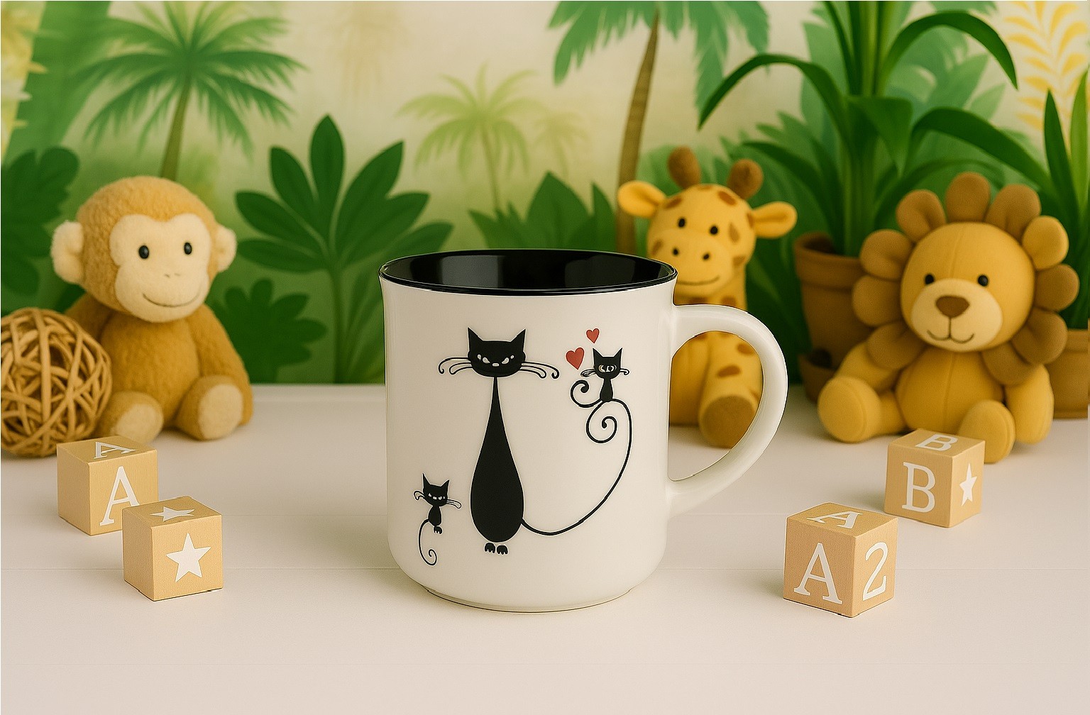 Kubek porcelanowy 330 ml Tomi Czarne Kotki