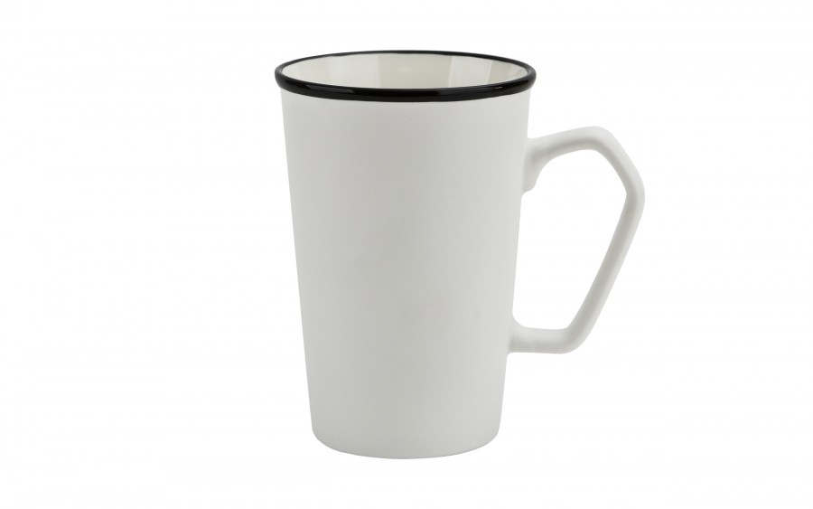 Kubek ceramiczny 420 ml Cream Mat czarny rant