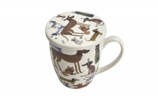 Kubek porcelanowy 360 ml z zaparzaczem Różne Psy