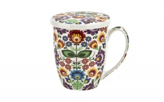 Kubek porcelanowy 350 ml z zaparzaczem Łowicz