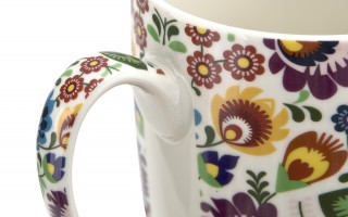 Kubek porcelanowy 350 ml Łowicz w koszyczku