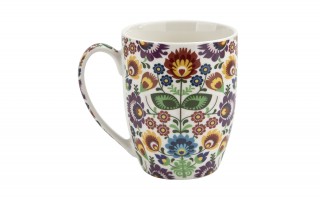 Kubek porcelanowy 350 ml Łowicz w koszyczku
