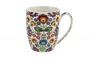 Kubek porcelanowy 350 ml Łowicz w koszyczku
