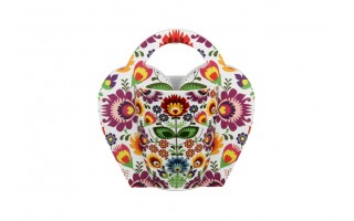 Kubek porcelanowy 350 ml Łowicz w koszyczku