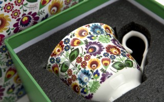 Filiżanka porcelanowa 250 ml + spodek Łowicz