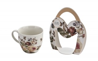 Kubek porcelanowy 460 ml Zahra w koszyczku