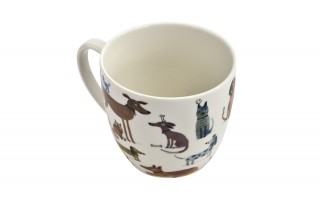 Kubek porcelanowy 460 ml Rózne Psy w koszyczku