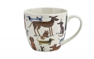 Kubek porcelanowy 460 ml Rózne Psy w koszyczku