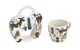 Kubek porcelanowy 460 ml Rózne Psy w koszyczku