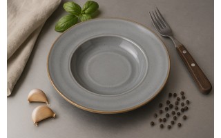 Talerz głęboki do pasty 24 cm Kaszub ART szary