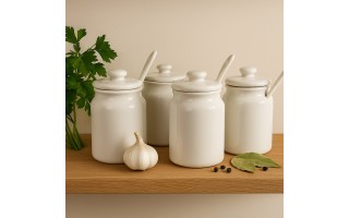 Cukierniczka porcelanowa 180 ml z łyżką i pokrywką