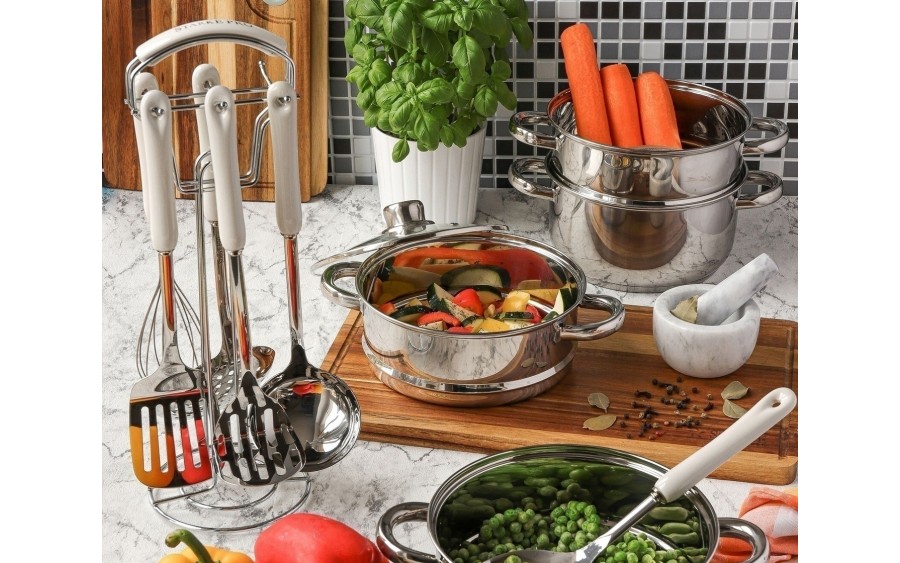 Zestaw przyborów kuchennych 7 el. Grava White