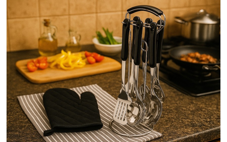 Zestaw przyborów kuchennych 7 el. Grava Black