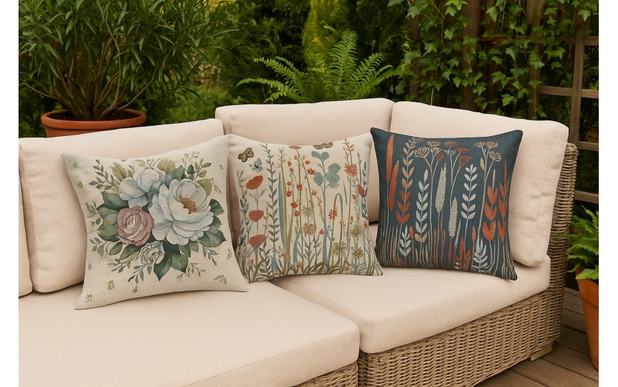 Poszewka dekoracyjna 45x45 cm Łąka ciemna 6202 Gobelinowa Premium