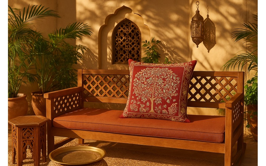 Poszewka dekoracyjna 45x45 cm Drzewo burgund 4077RJ Gobelinowa Premium