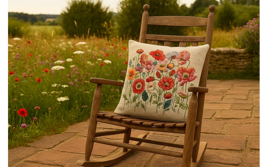 Poszewka dekoracyjna 45x45 cm Maki Gobelinowa Premium