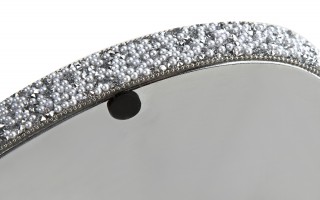 Taca dekoracyjna 23x13 cm srebrna kryształki