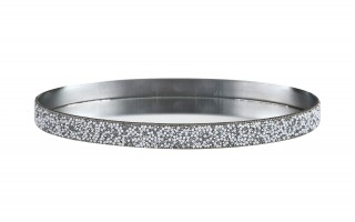 Taca dekoracyjna 23x13 cm srebrna kryształki