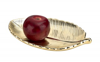 Ceramiczna Taca dekoracyjna 23x14 cm złoty liść