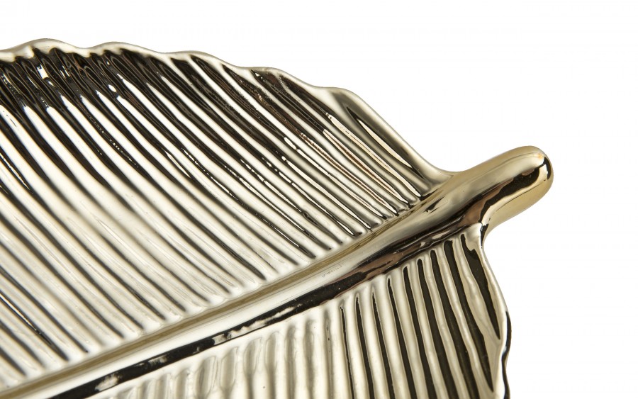 Ceramiczna Taca dekoracyjna 23x14 cm złoty liść