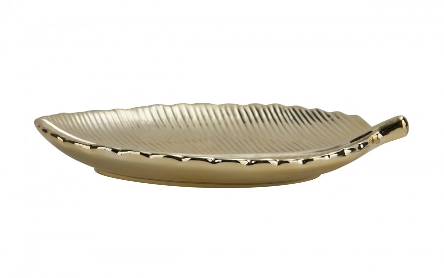 Ceramiczna Taca dekoracyjna 23x14 cm złoty liść