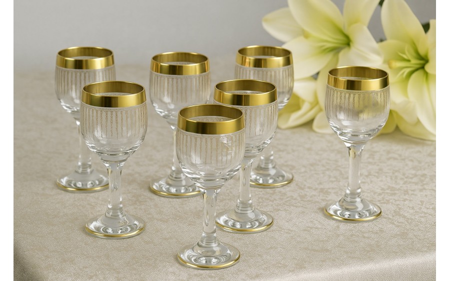 Komplet 6 kieliszków do wódki 25 ml Koral Gold