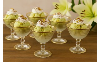 Komplet 6 pucharków do lodów Koral Gold
