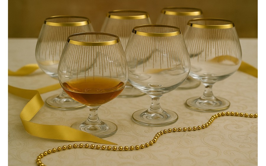 Komplet 6 kieliszków do koniaku 400 ml Koral Gold