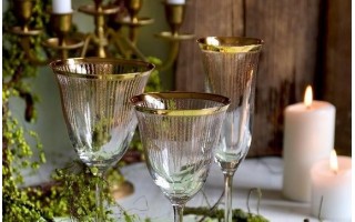 Komplet 6 kieliszków/gobletów 250 ml do napojów Koral Gold