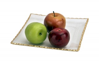 Patera szklana 21x21 cm złota AP144345