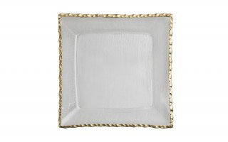 Patera szklana 21x21 cm złota AP144345